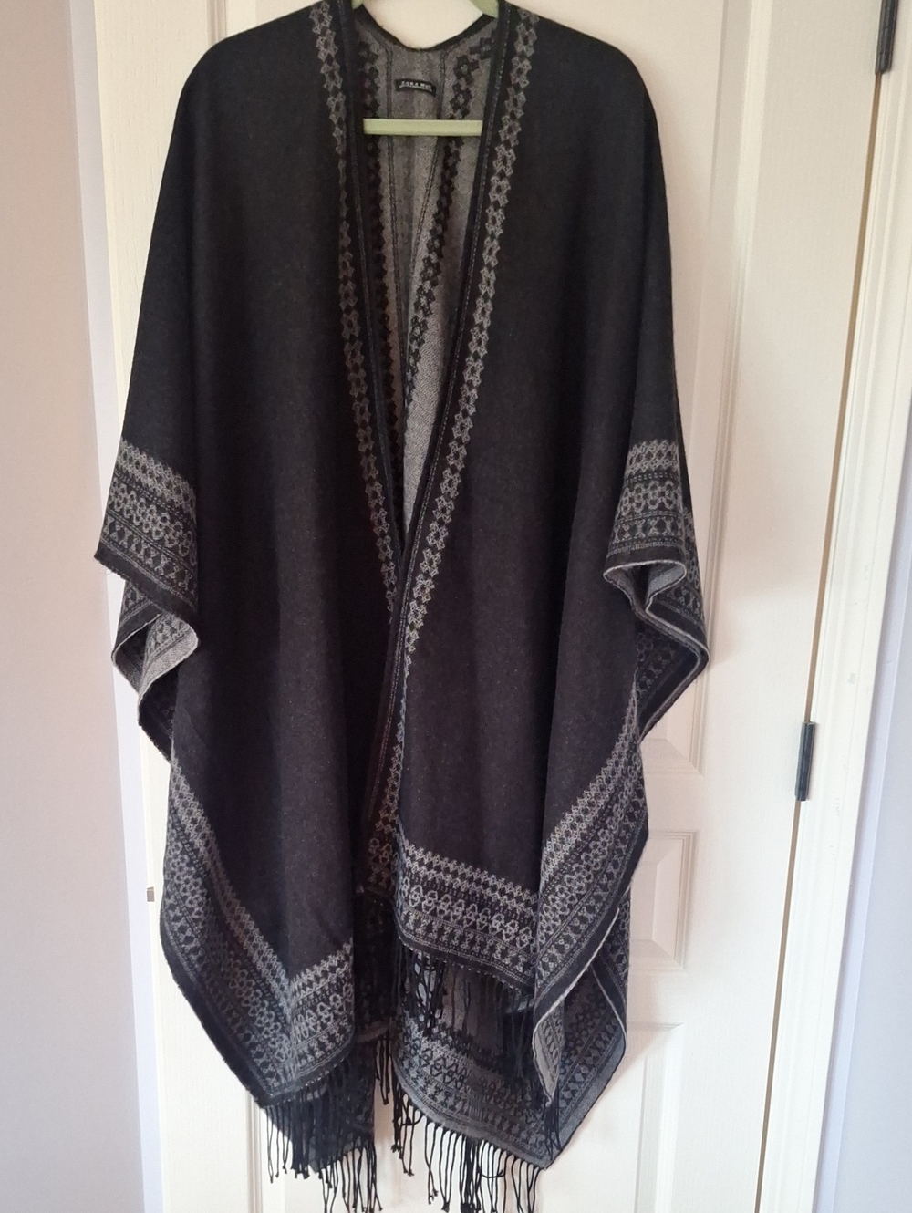 Zara Charcoal and Light Gray Men's Cardigan Poncho
